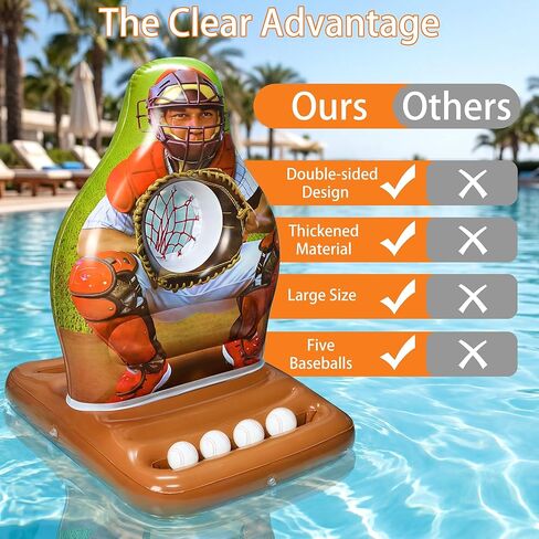 Pool Toys Games Set, Inflatable Pool Baseball Toss Game, Fun Swimming Floating Game Toy for Kids Adults, Outdoor Beach Yard Water Target Play, Summer Family Party Sports Gift Boy Girl Teen in Kuwait