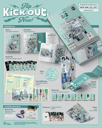 KickFlip KICK OUT, FLIP NOW! [Break time Ver.] Mini 2nd Album CD + Photobook + 2 Photocard + Sticker (Freeze) in Kuwait