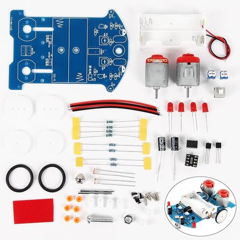 DIY Electronic Kit Car Automatic Induction Intelligent Tracking Line Car Patrol Smart Robot Practice Kits Fun Experiment Teaching Practice Circuit Board in Kuwait