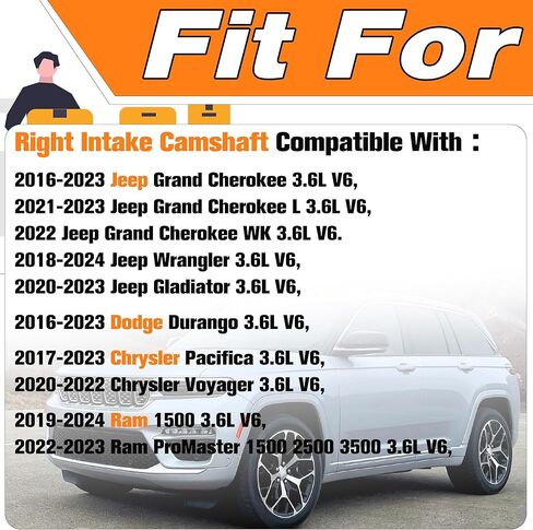 5047913AD عمود الحدبات للسحب الأيمن متوافق مع 2016-2023 Grand Cherokee 3.6L، Dodge Durango، Chrysler، Jeep Wrangler، Ram 1500 3.6L V6 Engine 2016-2024 Repalace# 05047913AC، 05047913AA، 05047913AB in Kuwait