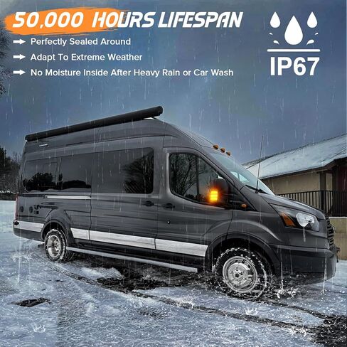 مجموعة أضواء LED للمرآة الجانبية متوافقة مع Transit-150/250/350/350HD 2015-2023، من أجل E-Transit 2022-2024، مصباح تحديد الانعطاف الديناميكي المتسلسل (عدسة مدخنة) in Kuwait