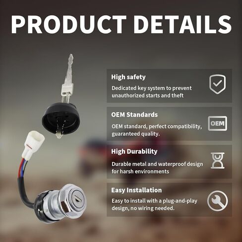 Ignition Key Switch 4 Wire for Hisun 400 500 700 800 UTV, Axis 500 700, Massimo MSU500 MSU700, Coleman UT400 UT500 UT700, Bennche Bighorn, UTV Ignition Switch Replace 37200-055-0000 in Saudi Arabia