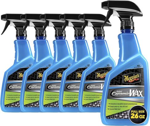بخاخ شمع السيراميك الهجين من Meguiar، 6 عبوات (6 × زجاجات 26 أونصة = إجمالي 156 أونصة)، شمع السيارة السيراميك الهجين SiO2 للطلاء الخارجي، رش عند الشطف للحماية مع خرز مائي شديد in Kuwait