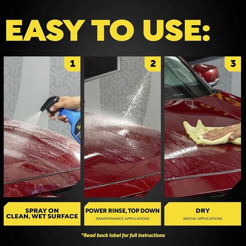 بخاخ شمع السيراميك الهجين من Meguiar، 6 عبوات (6 × زجاجات 26 أونصة = إجمالي 156 أونصة)، شمع السيارة السيراميك الهجين SiO2 للطلاء الخارجي، رش عند الشطف للحماية مع خرز مائي شديد in Kuwait