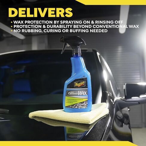 بخاخ شمع السيراميك الهجين من Meguiar، 6 عبوات (6 × زجاجات 26 أونصة = إجمالي 156 أونصة)، شمع السيارة السيراميك الهجين SiO2 للطلاء الخارجي، رش عند الشطف للحماية مع خرز مائي شديد in Kuwait