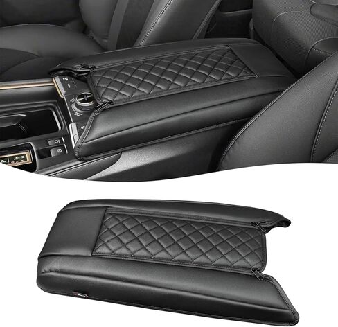 غطاء مسند ذراع وحدة التحكم المركزية KBH لسيارة Toyota Grand Highlander 2023 2024 2025 2026، ملحقات داخلية من جلد البولي يوريثان، واقي غطاء مسند الذراع المخصص، إغلاق بسحاب، مضاد للخدش، أسود in Kuwait