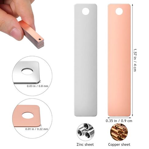 مجموعة Luxshiny 20 قطعة من أنود النحاس والزنك لتجارب بطارية الفاكهة DIY ذات السطح الأملس وألواح الزنك والنحاس للبحث العلمي والمشروعات الإبداعية in Kuwait