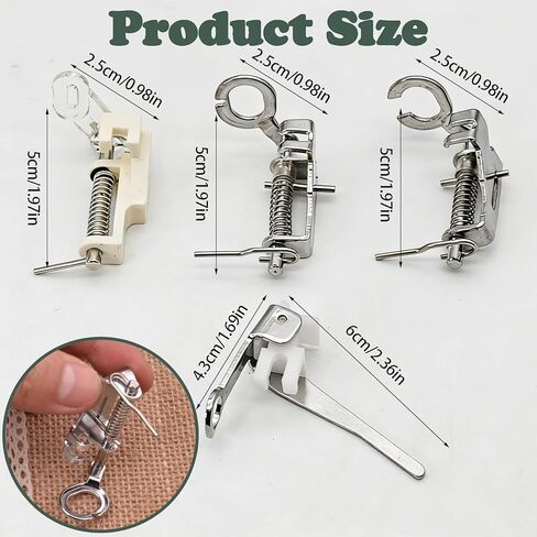 4pcs Free Motion Quilting Foot for Sewing Machines, Universal Low/High Shank, Adjustable Height Metal Spring-Loaded Open Toe Presser Foot, for Ruler Work, Hand-Guided Quilting & Embroidery in Saudi Arabia