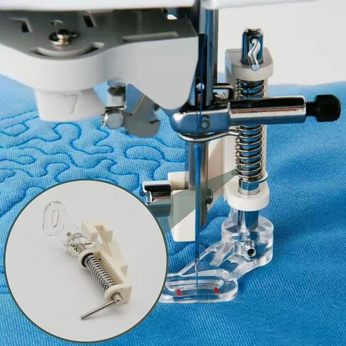 4pcs Free Motion Quilting Foot for Sewing Machines, Universal Low/High Shank, Adjustable Height Metal Spring-Loaded Open Toe Presser Foot, for Ruler Work, Hand-Guided Quilting & Embroidery in Saudi Arabia