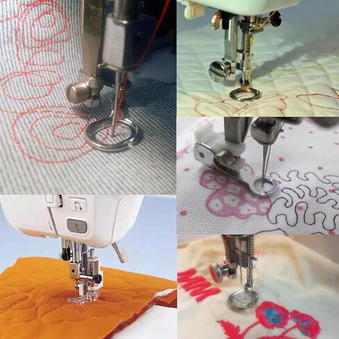 4pcs Free Motion Quilting Foot for Sewing Machines, Universal Low/High Shank, Adjustable Height Metal Spring-Loaded Open Toe Presser Foot, for Ruler Work, Hand-Guided Quilting & Embroidery in Saudi Arabia