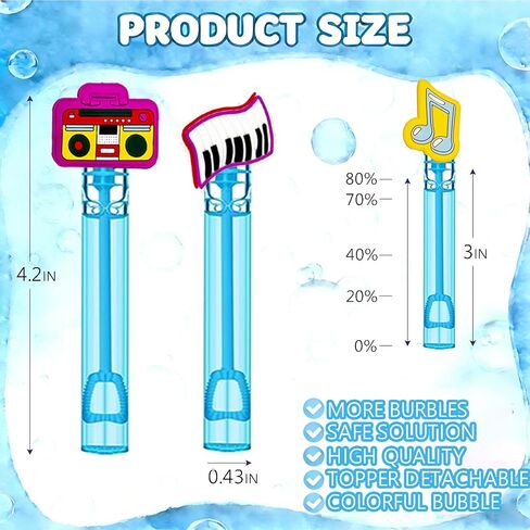 24 Pcs Music-Themed Bubble Wands – Musical Decor (Note, Microphone, Guitar, Piano, Headphones) Party Favors, Goodie Bag Stuffers & Piñata Fillers for Birthday Parties & Musical Themed Gatherings in Saudi Arabia