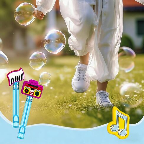 24 Pcs Music-Themed Bubble Wands – Musical Decor (Note, Microphone, Guitar, Piano, Headphones) Party Favors, Goodie Bag Stuffers & Piñata Fillers for Birthday Parties & Musical Themed Gatherings in Saudi Arabia