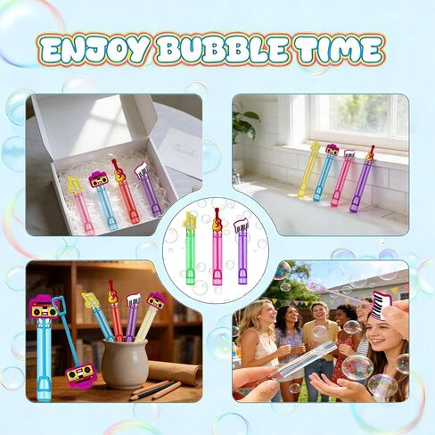 24 Pcs Music-Themed Bubble Wands – Musical Decor (Note, Microphone, Guitar, Piano, Headphones) Party Favors, Goodie Bag Stuffers & Piñata Fillers for Birthday Parties & Musical Themed Gatherings in Saudi Arabia