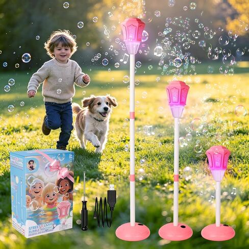2026 New Bubble Machine for Kids, Automatic Bubble Maker with Light Music, 47" 3-Level Adjustable Heights Bubble Machine Tower for Garden, Patio, Parties, Birthday, Wedding, Kid Summer Outdoor Toys in Saudi Arabia