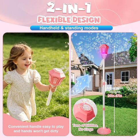 2026 New Bubble Machine for Kids, Automatic Bubble Maker with Light Music, 47" 3-Level Adjustable Heights Bubble Machine Tower for Garden, Patio, Parties, Birthday, Wedding, Kid Summer Outdoor Toys in Saudi Arabia