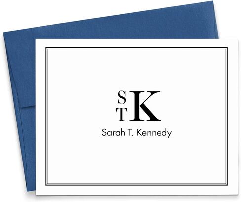 Classic Monogram Stationary Set FOLDED NOTE CARDS, Personalized Stationary Set, Personalized Monogrammed Stationery Set, Your Choice of Colors and Quantity in Kuwait