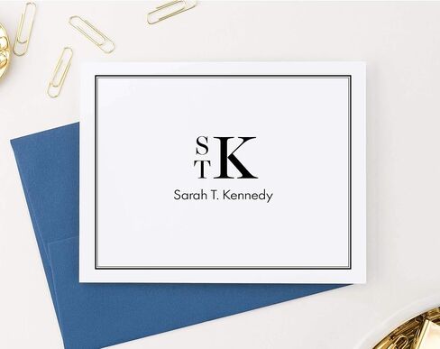 Classic Monogram Stationary Set FOLDED NOTE CARDS, Personalized Stationary Set, Personalized Monogrammed Stationery Set, Your Choice of Colors and Quantity in Kuwait