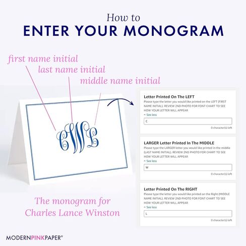 Classic Monogram Stationary Set FOLDED NOTE CARDS, Personalized Stationary Set, Personalized Monogrammed Stationery Set, Your Choice of Colors and Quantity in Kuwait