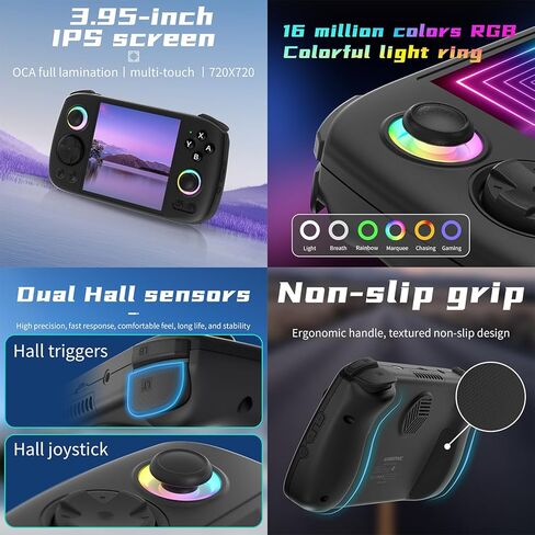 Rgcube Black Games Handheld 3.95 Inch Multi-Touch Screen Android 13 System Video Game Console Unisoc T820 Processor 5200mAh Battery NO Game Card in Saudi Arabia