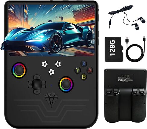 وحدة تحكم الألعاب المحمولة R60MAX Retro، شاشة 6.0 بوصة HD IPS، بطارية 6000 مللي أمبير في الساعة، 40000+ ألعاب كلاسيكية مثبتة مسبقًا، حالة الحفظ/التحميل، نظام التشغيل Linux، هدية للاعبين (أسود 128 جيجابايت) in Kuwait