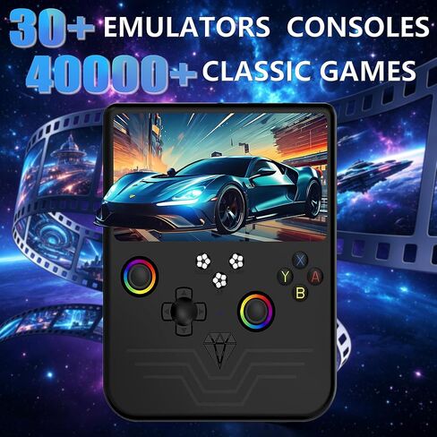 وحدة تحكم الألعاب المحمولة R60MAX Retro، شاشة 6.0 بوصة HD IPS، بطارية 6000 مللي أمبير في الساعة، 40000+ ألعاب كلاسيكية مثبتة مسبقًا، حالة الحفظ/التحميل، نظام التشغيل Linux، هدية للاعبين (أسود 128 جيجابايت) in Kuwait