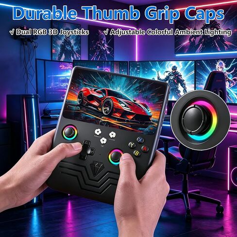 وحدة تحكم الألعاب المحمولة R60MAX Retro، شاشة 6.0 بوصة HD IPS، بطارية 6000 مللي أمبير في الساعة، 40000+ ألعاب كلاسيكية مثبتة مسبقًا، حالة الحفظ/التحميل، نظام التشغيل Linux، هدية للاعبين (أسود 128 جيجابايت) in Kuwait