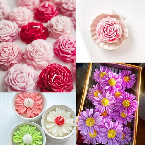 2PCS Silicone Flower Mold, Triple Peony Rose and Daisy Shaped, for Candle, Handmade Soap, Resin, Plaster Making, Valentine's Day Gift in Saudi Arabia
