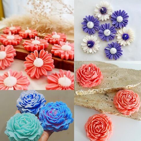 2PCS Silicone Flower Mold, Triple Peony Rose and Daisy Shaped, for Candle, Handmade Soap, Resin, Plaster Making, Valentine's Day Gift in Saudi Arabia