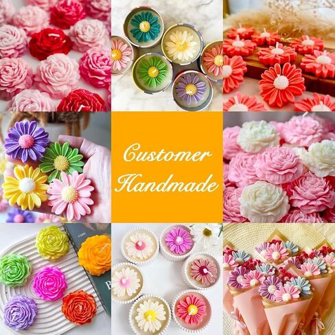2PCS Silicone Flower Mold, Triple Peony Rose and Daisy Shaped, for Candle, Handmade Soap, Resin, Plaster Making, Valentine's Day Gift in Saudi Arabia