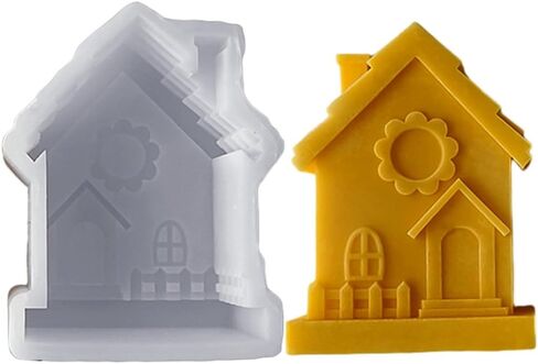 House Silicone Molds, Sketch of House Mold for Soap Soy Wax DIY Handcraft, Chimney House Mold Gift Wedding Party Home Dinner Festive Days Car Ornament (B) in Kuwait