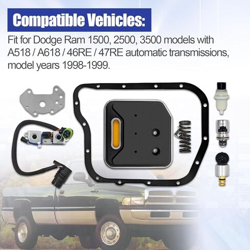46RE Transmission Solenoid Kit Compatible with Dodge Ram A518 A618 46RE 47RE AT 1998-1999 -Replace 4015DBF, 4886333AA,52118652 in Kuwait