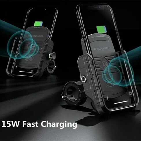 Motorcycle Wireless Charger Phone Holder Moto Motorbike Mirror Mobile Stand USB Charging Fast Charging Station Cellphone Mount (Non-Charging, Black) in Kuwait