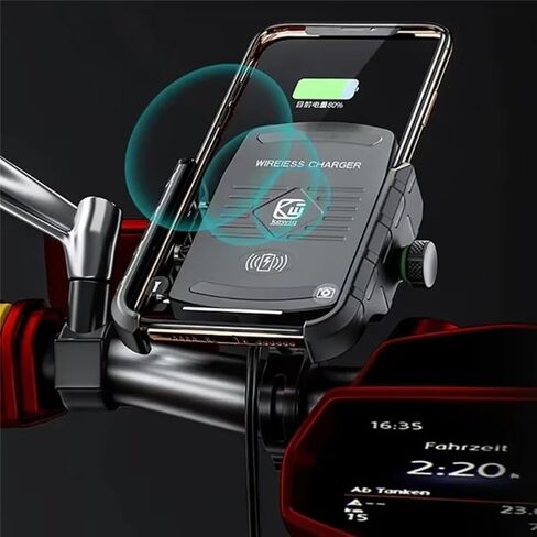 Motorcycle Wireless Charger Phone Holder Moto Motorbike Mirror Mobile Stand USB Charging Fast Charging Station Cellphone Mount (Non-Charging, Black) in Kuwait