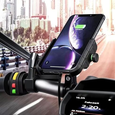 Motorcycle Wireless Charger Phone Holder Moto Motorbike Mirror Mobile Stand USB Charging Fast Charging Station Cellphone Mount (Non-Charging, Black) in Kuwait