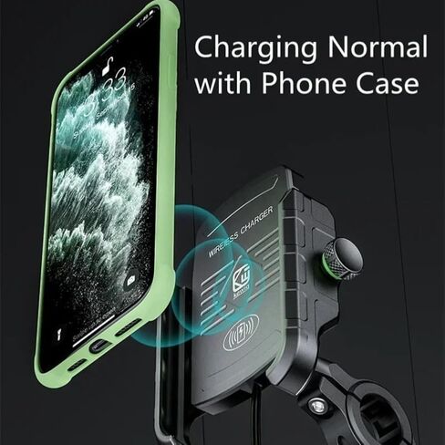 Motorcycle Wireless Charger Phone Holder Moto Motorbike Mirror Mobile Stand USB Charging Fast Charging Station Cellphone Mount (Non-Charging, Black) in Kuwait