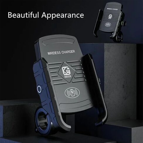 Motorcycle Wireless Charger Phone Holder Moto Motorbike Mirror Mobile Stand USB Charging Fast Charging Station Cellphone Mount (Non-Charging, Black) in Kuwait