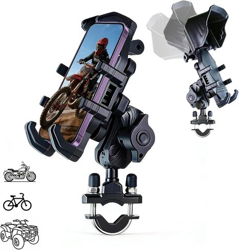 Motorcycle Phone Mount with rain Cap Vibration All-Weather, Anti-Theft, & Shockproof Mount, Adjustable Bike Handlebar Cellphone Holder for Bicycle Scooter ATV in Saudi Arabia