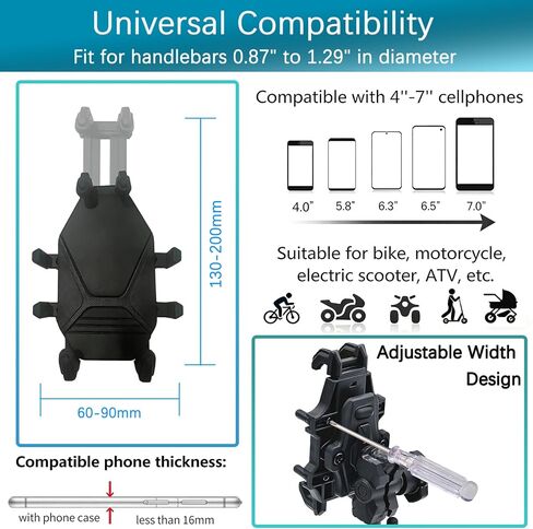 Motorcycle Phone Mount with rain Cap Vibration All-Weather, Anti-Theft, & Shockproof Mount, Adjustable Bike Handlebar Cellphone Holder for Bicycle Scooter ATV in Saudi Arabia