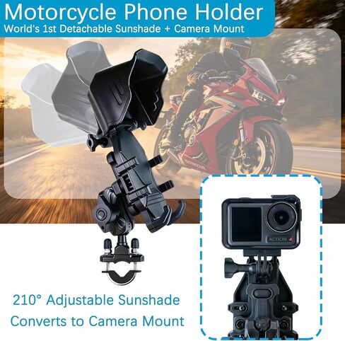 Motorcycle Phone Mount with rain Cap Vibration All-Weather, Anti-Theft, & Shockproof Mount, Adjustable Bike Handlebar Cellphone Holder for Bicycle Scooter ATV in Saudi Arabia