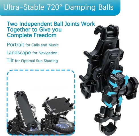 Motorcycle Phone Mount with rain Cap Vibration All-Weather, Anti-Theft, & Shockproof Mount, Adjustable Bike Handlebar Cellphone Holder for Bicycle Scooter ATV in Saudi Arabia