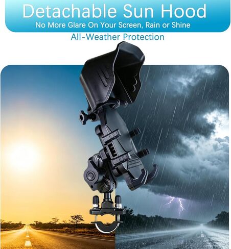 Motorcycle Phone Mount with rain Cap Vibration All-Weather, Anti-Theft, & Shockproof Mount, Adjustable Bike Handlebar Cellphone Holder for Bicycle Scooter ATV in Saudi Arabia