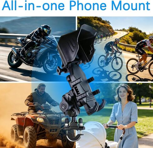 Motorcycle Phone Mount with rain Cap Vibration All-Weather, Anti-Theft, & Shockproof Mount, Adjustable Bike Handlebar Cellphone Holder for Bicycle Scooter ATV in Saudi Arabia
