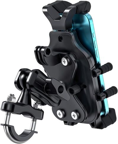 Motorcycle Phone Mount & Bike Phone Holder with 360 Rotatable Handlebar, 4 Shock Absorbers, Compatible with 5.0-7.2 Inch All Cell Phones in Saudi Arabia