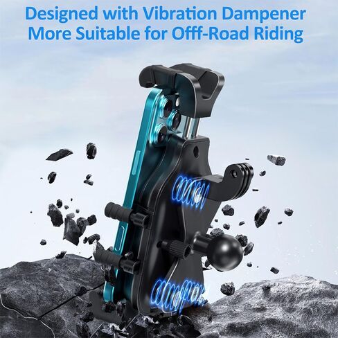 Motorcycle Phone Mount & Bike Phone Holder with 360 Rotatable Handlebar, 4 Shock Absorbers, Compatible with 5.0-7.2 Inch All Cell Phones in Saudi Arabia