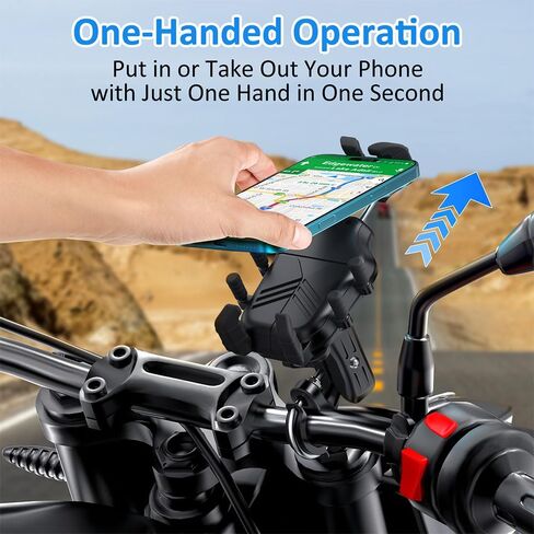 Motorcycle Phone Mount & Bike Phone Holder with 360 Rotatable Handlebar, 4 Shock Absorbers, Compatible with 5.0-7.2 Inch All Cell Phones in Saudi Arabia