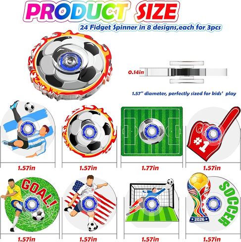 24 Pack 2026 World Cup Soccer Fidget Spinners - Soccer Party Favors : Anxiety Toy Stress Relief Fidgets Bulk Toys for Kids Boys Girls, Party Goodie Bags Stuffers, Classroom Prizes, Fun Gifts in Saudi Arabia