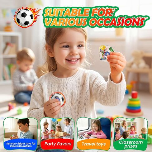 24 Pack 2026 World Cup Soccer Fidget Spinners - Soccer Party Favors : Anxiety Toy Stress Relief Fidgets Bulk Toys for Kids Boys Girls, Party Goodie Bags Stuffers, Classroom Prizes, Fun Gifts in Saudi Arabia