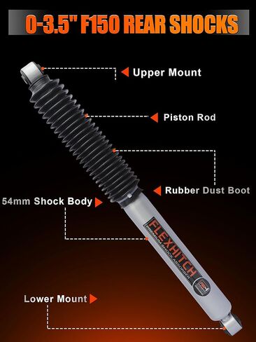 0-3.5" Rear Shocks for 2009-2026 F150 4WD/RWD, Dust Boot Protected Piston Rod, Off-Road Suspension Upgrade Restores Proper Shock Travel & Enhances Ride Comfort in Saudi Arabia
