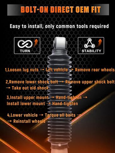 0-3.5" Rear Shocks for 2009-2026 F150 4WD/RWD, Dust Boot Protected Piston Rod, Off-Road Suspension Upgrade Restores Proper Shock Travel & Enhances Ride Comfort in Saudi Arabia