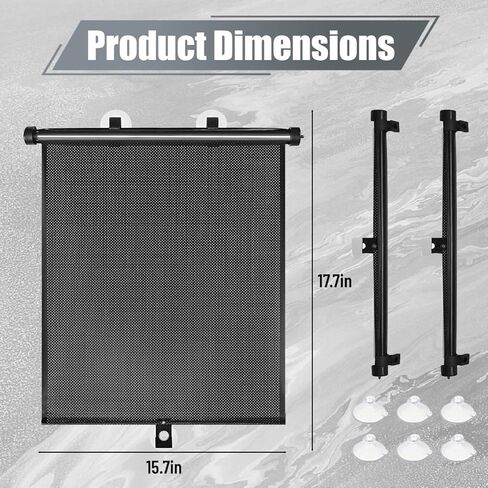 2PCS Car Window Shades for Baby, Retractable Auto Sun Shade Blocker with Suction Cups, Roller Vehicle Side Window Glare Shield UV Rays Protection Accessory, Universal Fit (15.75 x 17.72 Inch) in Saudi Arabia